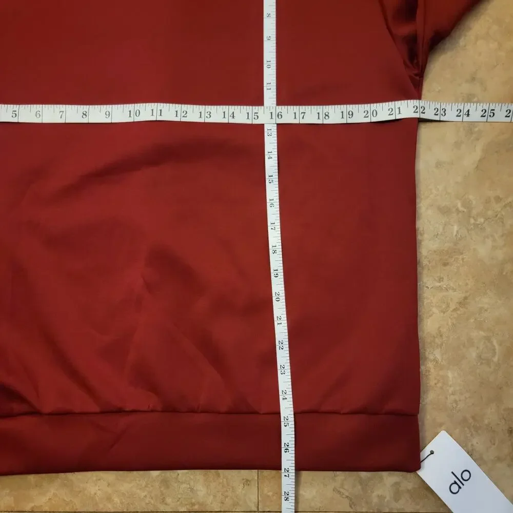 Alo Yoga Size XL Red 2pc Wide Leg Hooded Knit Track Suit Travel Athleisure New
